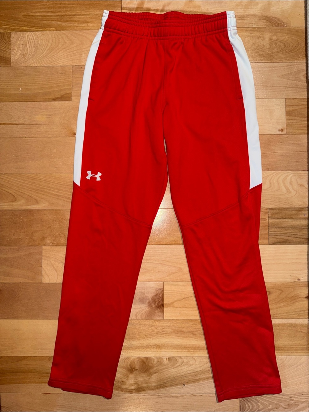 Under Armour Red Jogger Pants with White Side Panels NWOT YLG